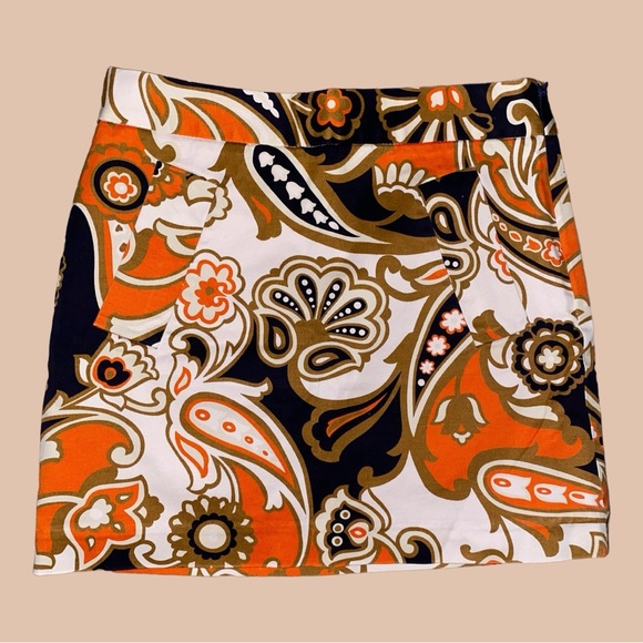 EUC J. CREW STRETCH WOMENS COTTON VINTAGE STYLE PAISLEY PATTERN MINI SKIRT•S/0 - Picture 10 of 14